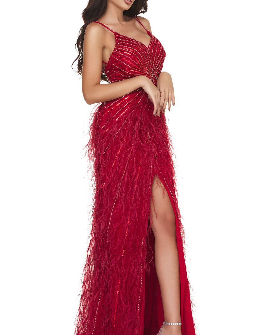 Rochie dama lunga burgundy Kerya Wasari