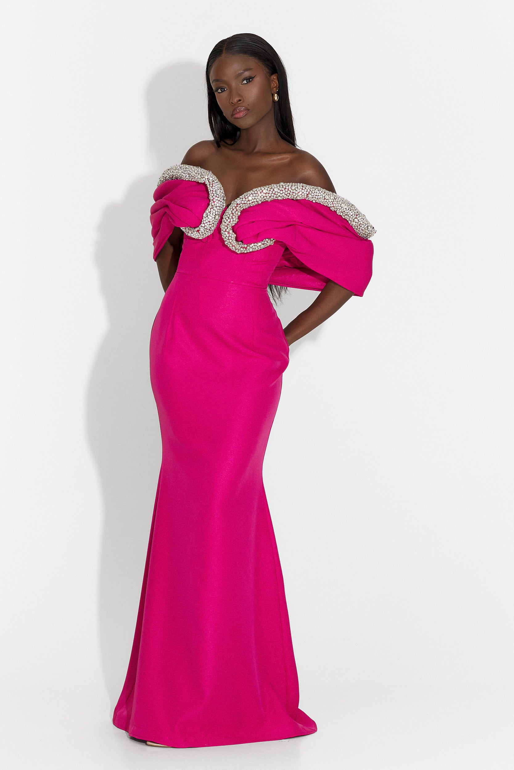 Rochie dama lunga fucsia Malynda Wasari